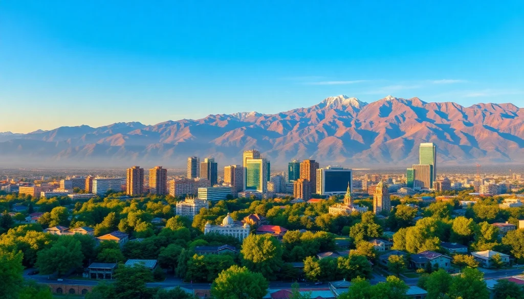 Showcasing a panoramic view of Almaty, Kazakhstan, with stunning mountains and city skyline at sunset, as seen on https://albmaftoh.com.
