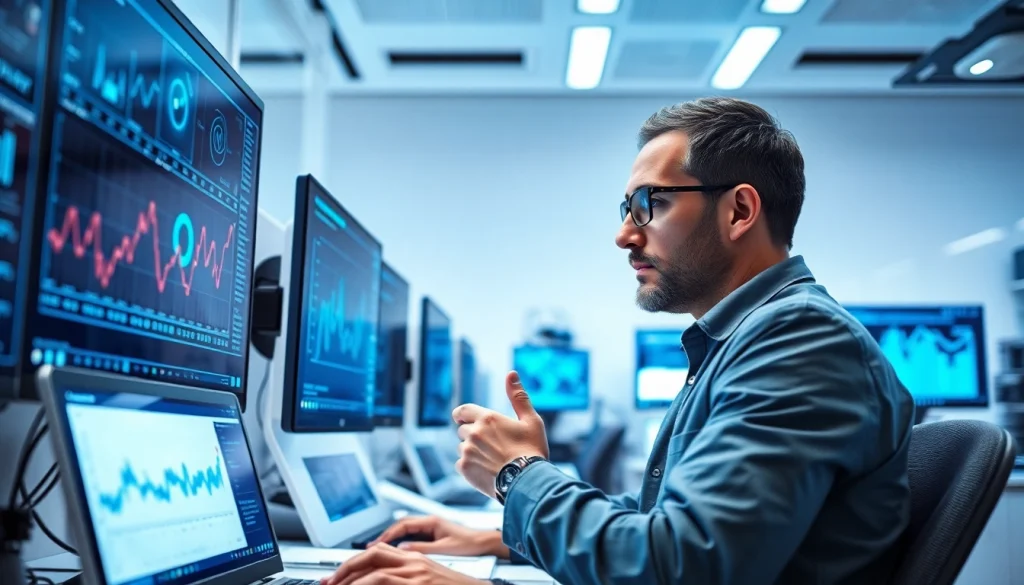 Engaging visual of an engineer utilizing advanced Technology in a vibrant tech lab.