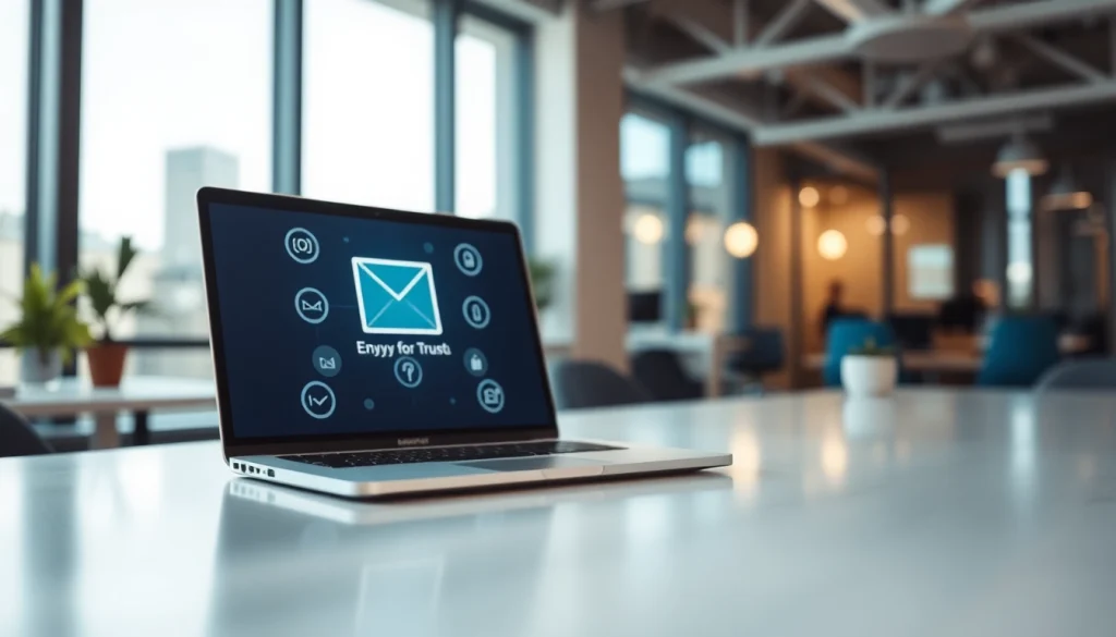 Secure email security & archiving tools on a bright office desk, highlighting data protection.