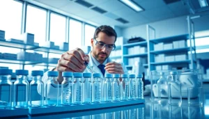 Buy peptides online in a professional laboratory setting with detailed scientific instruments.