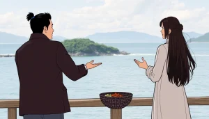 アンス 口コミで評価された美肌改善の様子を、鏡を見つめる女性が映し出した画像。