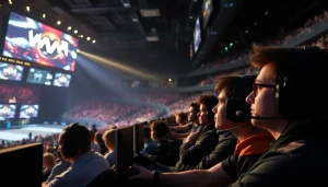 Experience thrilling esports action at https://gamelevate.com, capturing intense gamers in a vibrant arena.