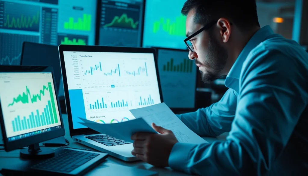 카드깡 관련 금융 분석가가 데이터 분석을 위해 자료를 검토하는 모습