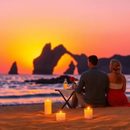 Experience the Cabo travel guide 2025 with a sunset dinner on the beach.