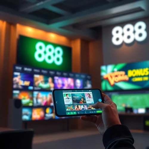 Vibrant interface of 888 new online gaming platform showcasing diverse games and promotions.