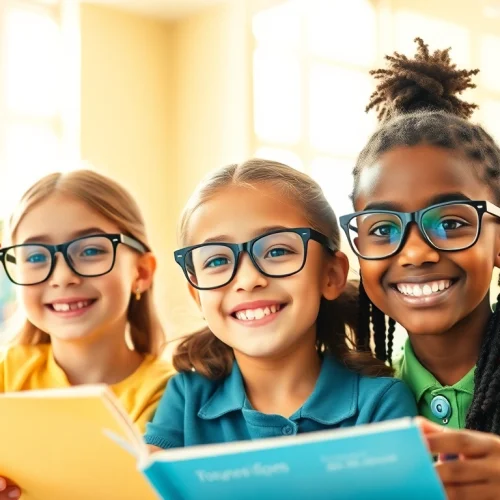 Enhance Our Children's Vision with proper eye care while children enjoy reading.