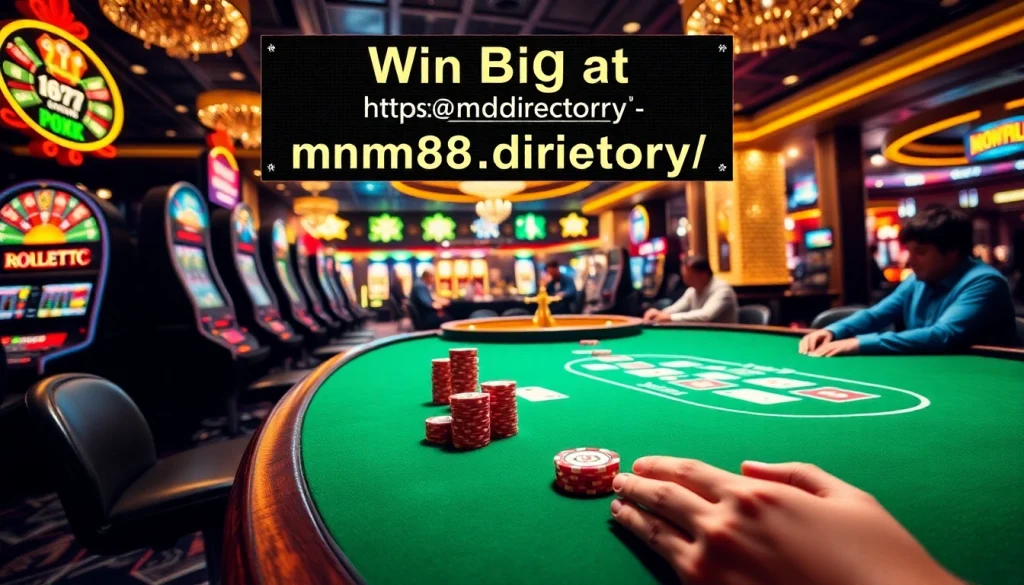 Experience the thrill of winning big at https://mm88.directory/ with vibrant poker tables and gleaming slot machines.