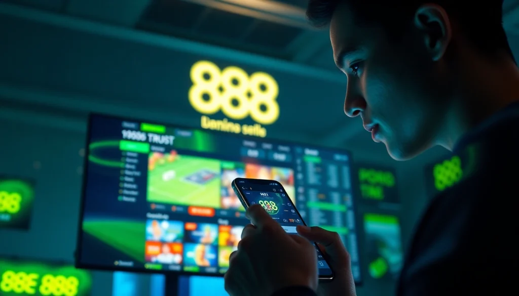 Engaging user experience on the 888 new online betting platform showcasing casino games and sports options.
