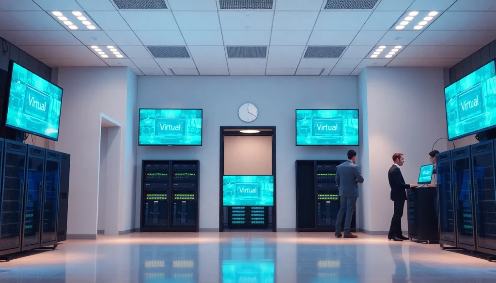 Implementing virtualization Fredericksburg in a high-tech server room with advanced technologies.