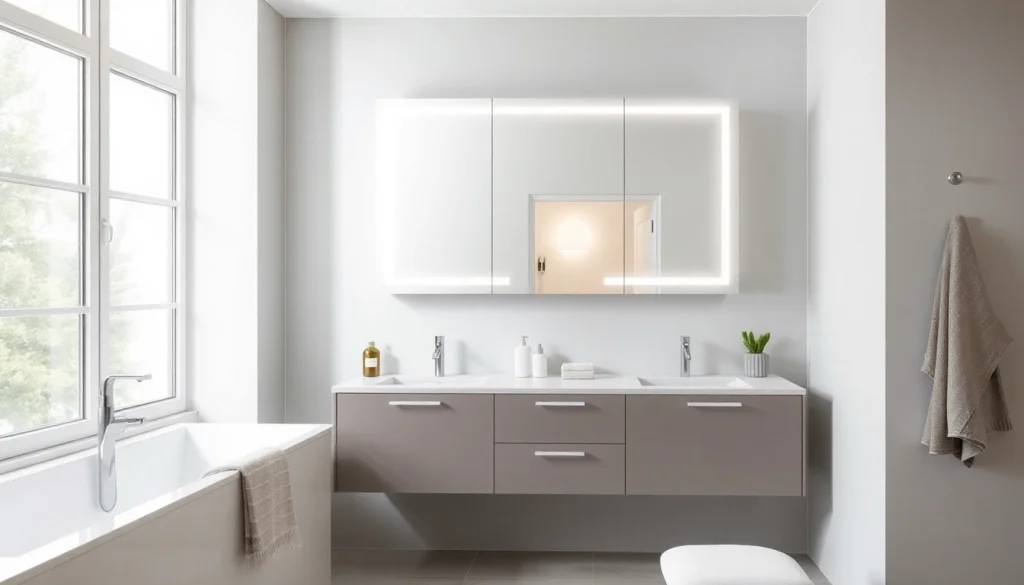 Das sonni Spiegelschrank bietet elegantes Design und funktionale Beleuchtung im Badezimmer.