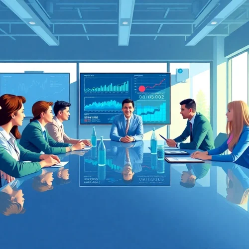 Brainstorming session for Good Wolf Marketing with diverse professionals in a modern office.