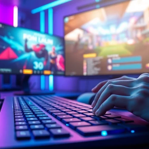 Masuk ke jentoto login dengan antarmuka modern dan pencahayaan neon yang energik.