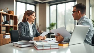 Clients consulting professional lawyers at https://www.ihavealawsuit.com in an inviting office space.