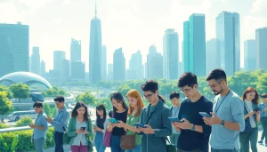 Engaging visual illustrating technology's impact on society with https://mohamedmmblog.tech at the forefront.