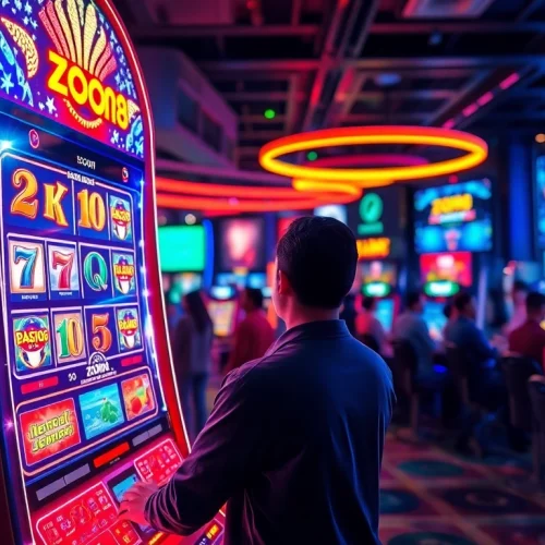 Bermain dengan slot mesin zoom188 yang menarik di lantai kasino.