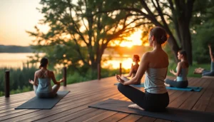 orbitnix.com에서 요가 수업을 진행하는 평화로운 웰니스 리트릿 장면입니다.