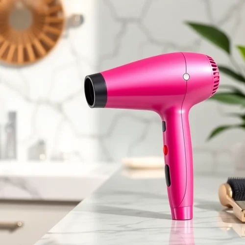 Showcase the Laifen Swift Hair Dryer in a beautifully arranged vanity setting.
