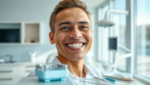 Consulting with an orthodontist near by me in a modern clinic setting