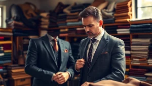 Tailor made bespoke suits being crafted by a skilled artisan in a workshop.