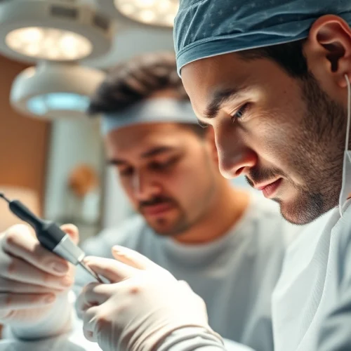 Expert performing a hair transplant in London, showcasing advanced techniques and patient care.