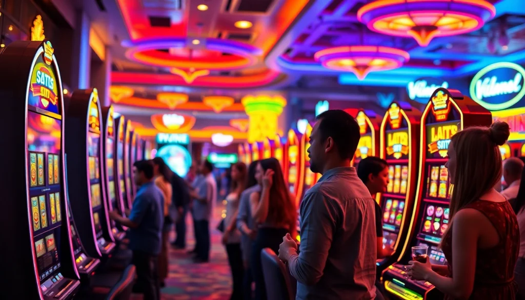 Mencoba yuyu4d slot di mesin kasino dengan suasana ceria dan energik.