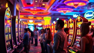 Mencoba yuyu4d slot di mesin kasino dengan suasana ceria dan energik.