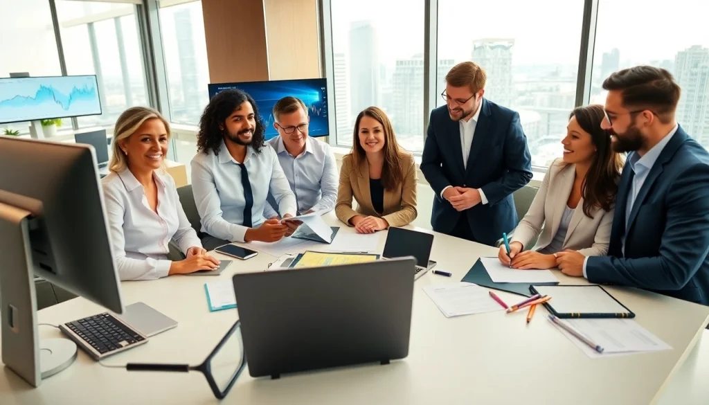 Professional team discussing SMSF tax return strategies in a modern office