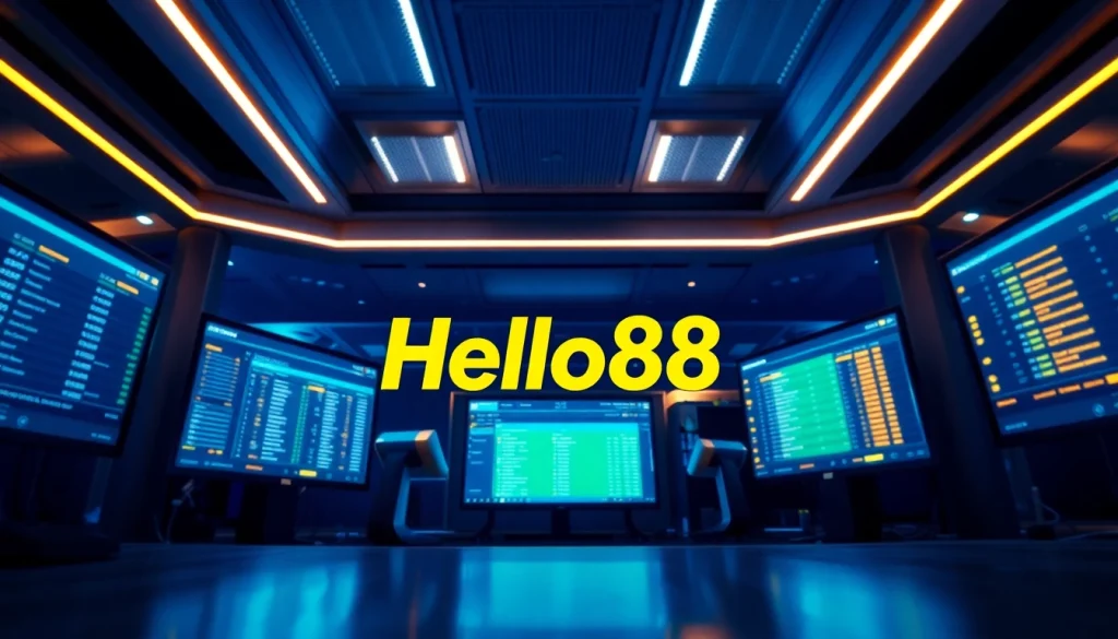 Hello88 betting platform interface showcasing a modern digital workspace filled with vibrant betting statistics.