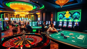 Experience the excitement at Trang chủ MMOO with vibrant casino gaming tables and luxurious slot machines.