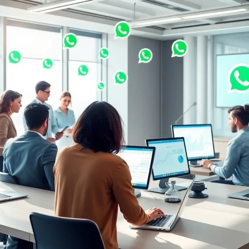 Understanding What is a CRM for WhatsApp through a professional business collaboration scene.