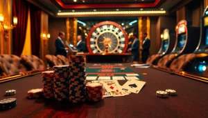 Winning at the poker table with hi88.photo: sophisticated players, stacks of chips, and exciting casino ambiance.
