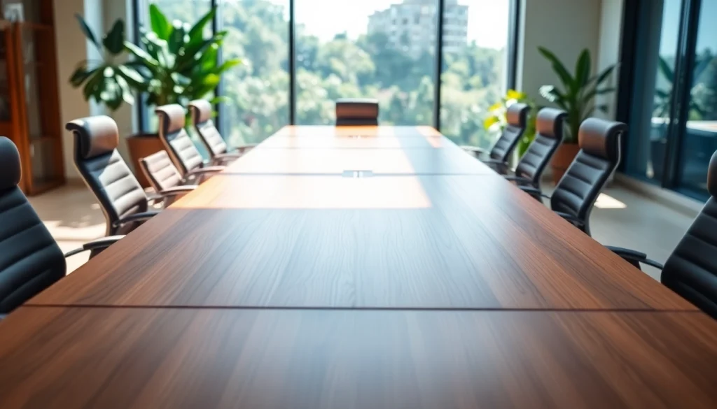 Highlighting conference tables in a modern office setup, showcasing style and functionality.