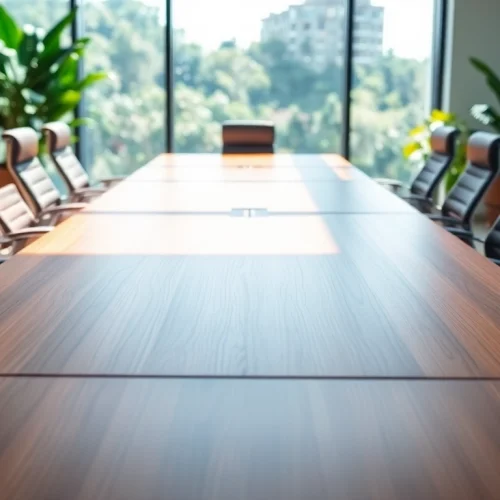 Highlighting conference tables in a modern office setup, showcasing style and functionality.