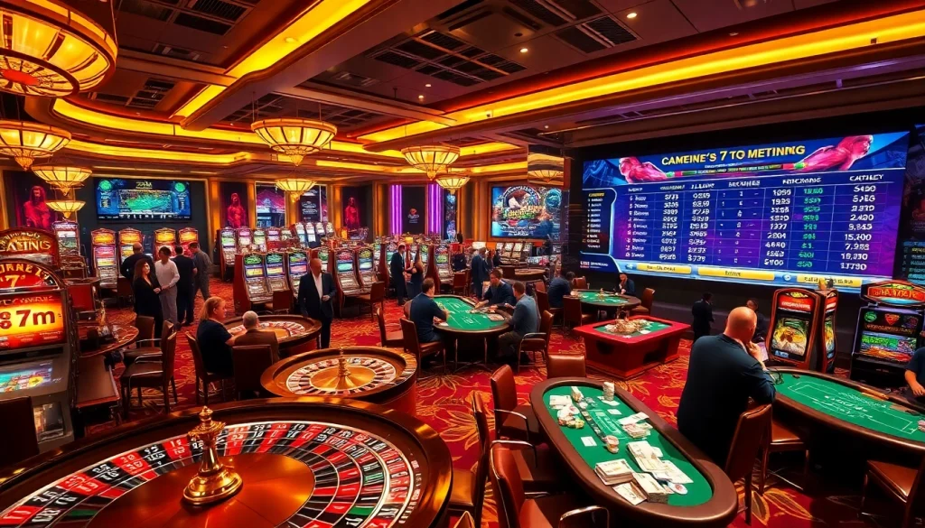Experience thrilling gambling action at a vibrant casino showcasing 7m odds and scores.