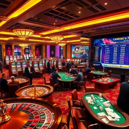 Experience thrilling gambling action at a vibrant casino showcasing 7m odds and scores.