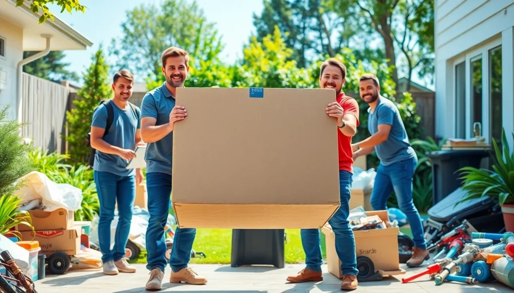 Clear junk removal services from https://myeasyjunkremoval.com showcasing a professional team in action.