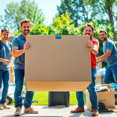 Clear junk removal services from https://myeasyjunkremoval.com showcasing a professional team in action.