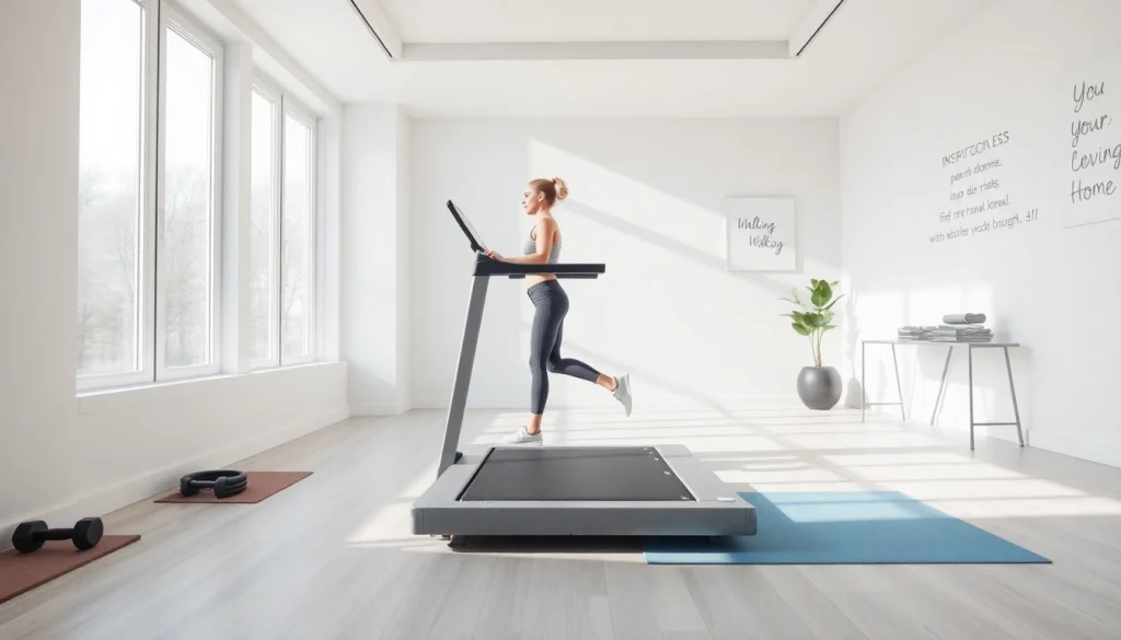 Innovative walking pad treadmill manufacturer showcased in a modern home gym setting.