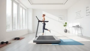 Innovative walking pad treadmill manufacturer showcased in a modern home gym setting.