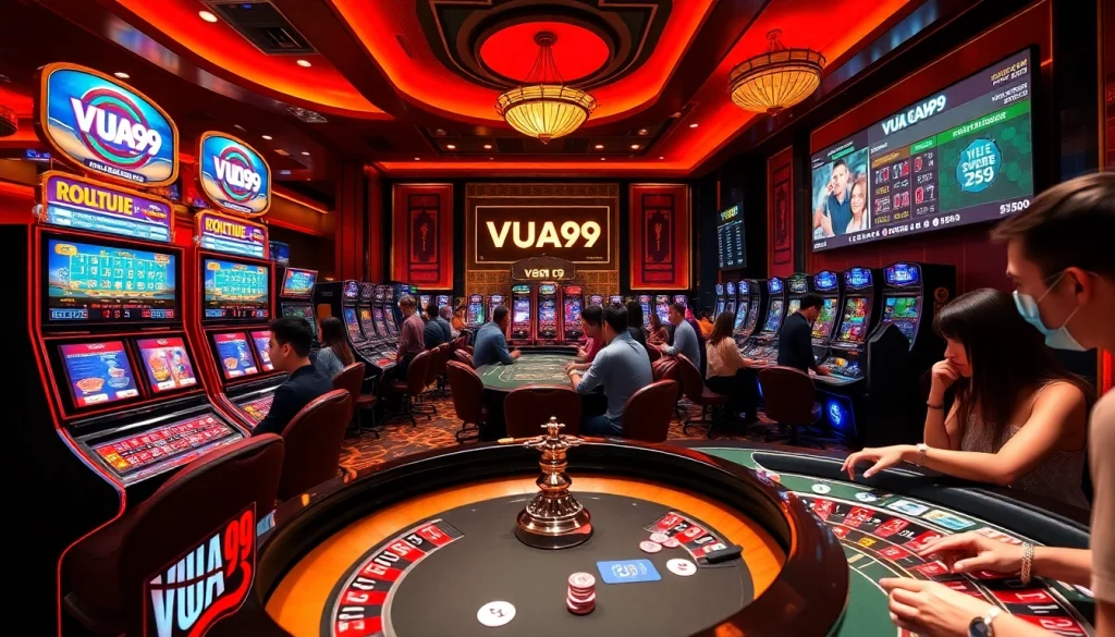 VUA99 casino offers an exciting gaming experience with vibrant slot machines and live betting tables.
