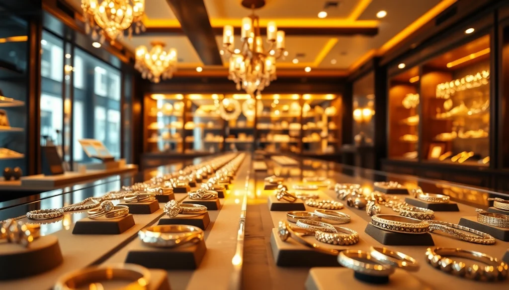 Find a Juwelier in der Nähe with an elegant jewelry display in a luxurious boutique.