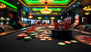 Players enjoying diverse games at a luxurious Fun88 casino table, highlighting excitement and strategy.