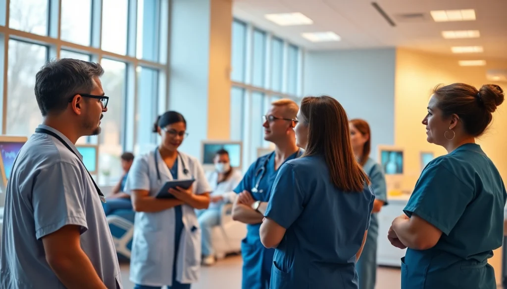 Engaging healthcare professionals from https://tweestedenziekenhuis.nl discussing patient care with compassionate teamwork.