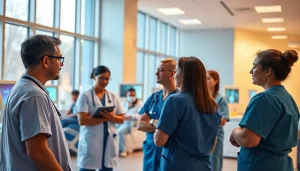 Engaging healthcare professionals from https://tweestedenziekenhuis.nl discussing patient care with compassionate teamwork.