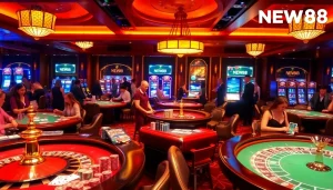 Experience thrilling games at NEW88 Trang chủ with vibrant casino visuals.