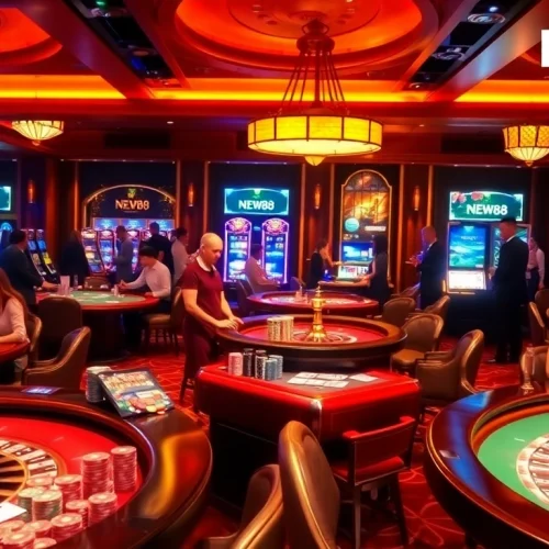 Experience thrilling games at NEW88 Trang chủ with vibrant casino visuals.