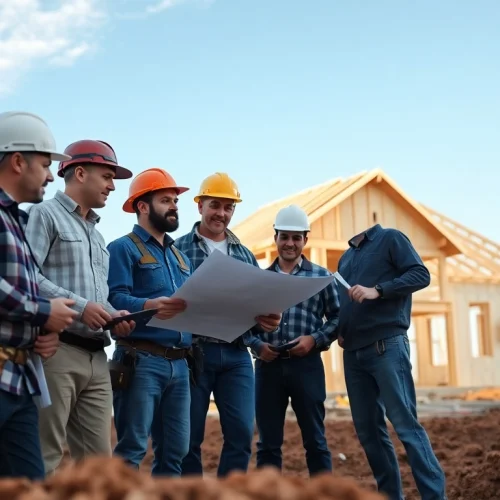 Builders collaborating on a project emphasizing teamwork in the Texas association of builders.