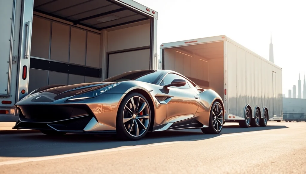 Transporting a luxury vehicle with care at https://luxuryautocarriers.com in a professional and secure environment.