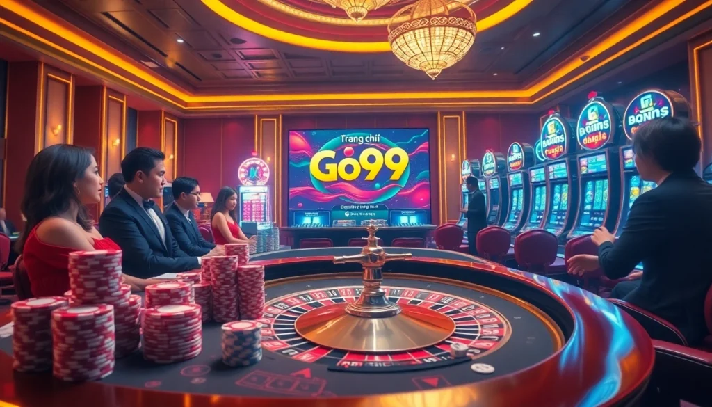 Experience the excitement of gambling at Trang chủ Go99 with vibrant casino tables and games.