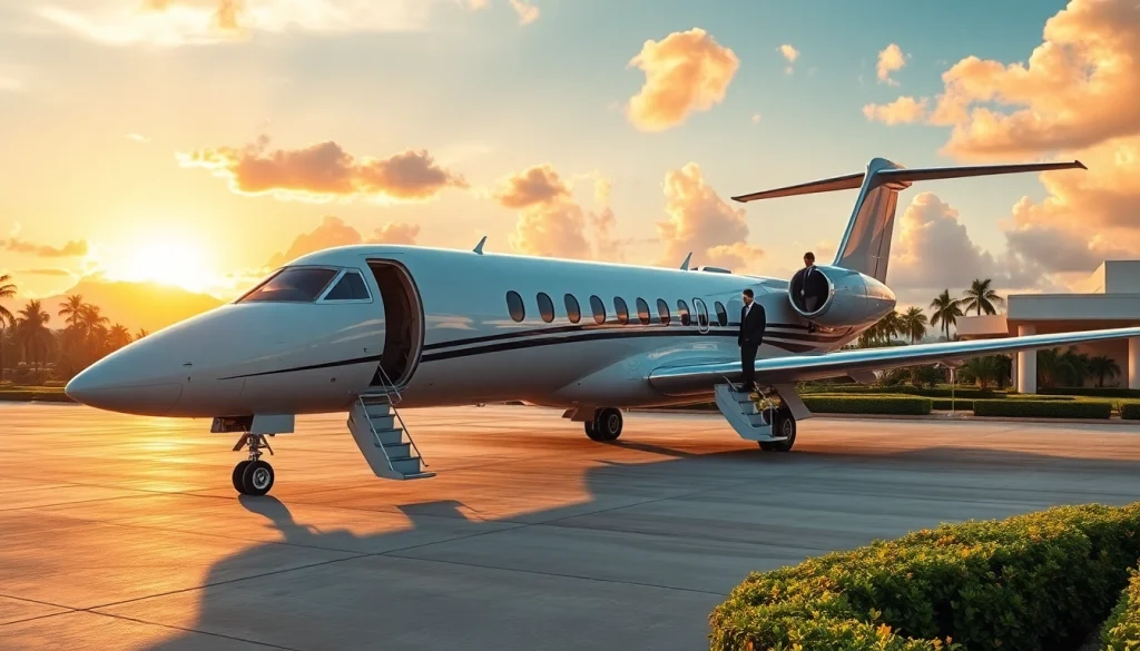 Experience luxury travel with https://flymarquis.com private jets in a vibrant sunset.